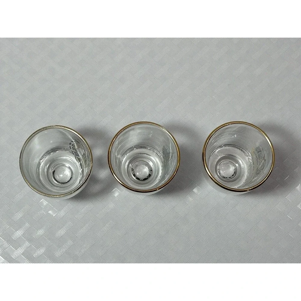 Lot Of 3 Germany Souvenir Vintage‎ Collectible Barware Shot Glasses Gold Rim